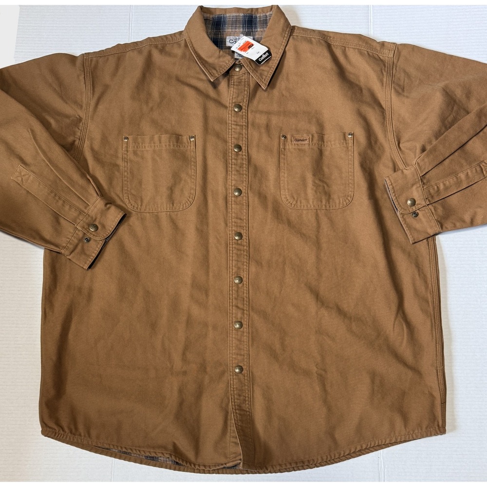 Carhartt S96BRN - Men's Shirt Jacket - Flannel Lined Canvas - 2XL Tall - NWT IRR